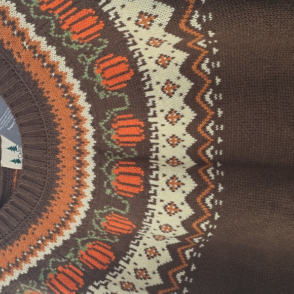 NWT Kiel James Patrick Orange and Brown pumpkin Fair Isle Sweater Size S Wool - Picture 8 of 11